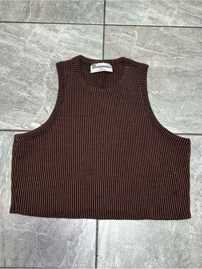 No Boundaries Brown Ribbed Cropped Sweater Tank Top Women’s XL